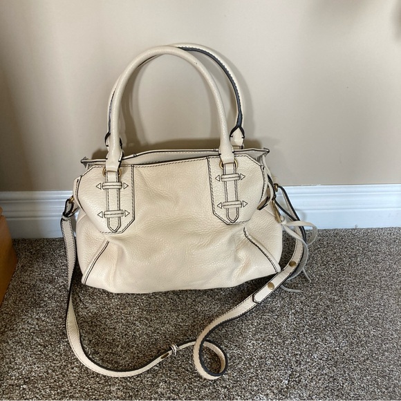 Aimee Kestenberg Large Cream Pebbled Leather Bag Top Handle Cross body 10x13 - Picture 2 of 6